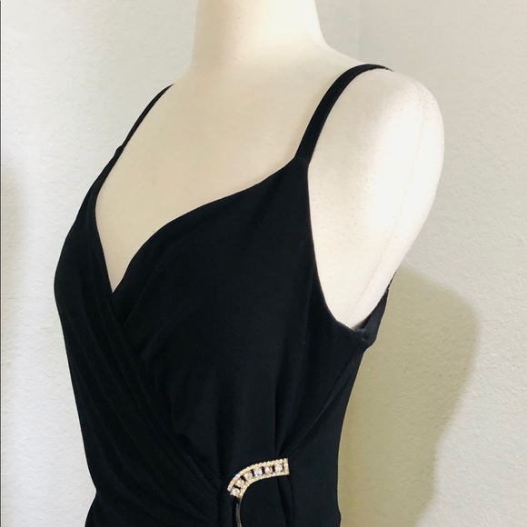 Onyx Nite Cocktail Midi High Low Faux Wrap Dres 6 - Picture 6 of 8